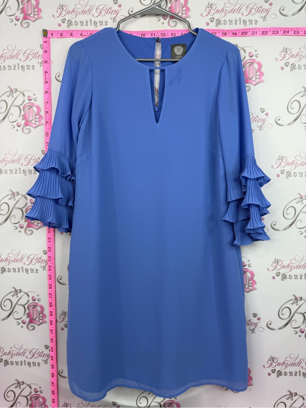 Vince Camuto Periwinkle Tiered Ruffle Sleeve Shift Dress